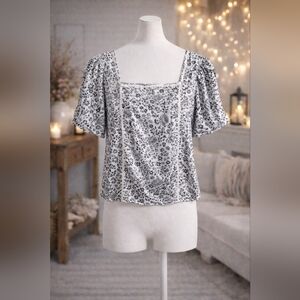 NWT Lucky Brand Floral Top Square Neck Cottagecore Romantic Feminine Spring
